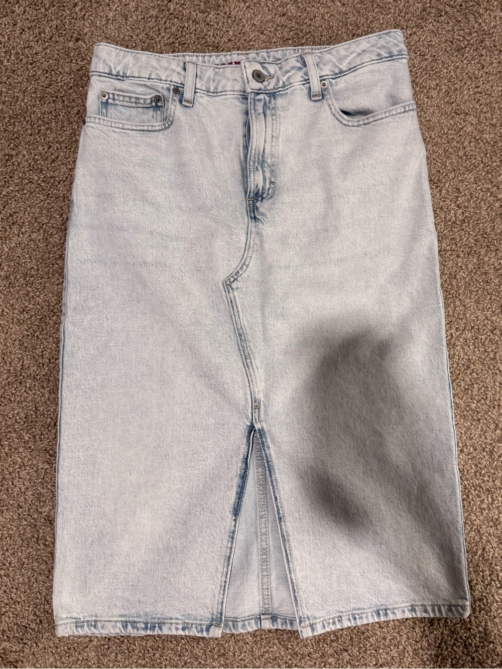 Lucky Brand Light Wash Denim Midi Skirt with Center Front Slit